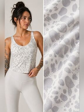 Lululemon Align Waist-Length Tank 10 Cheetah Camo White Nulu Built-In Bra